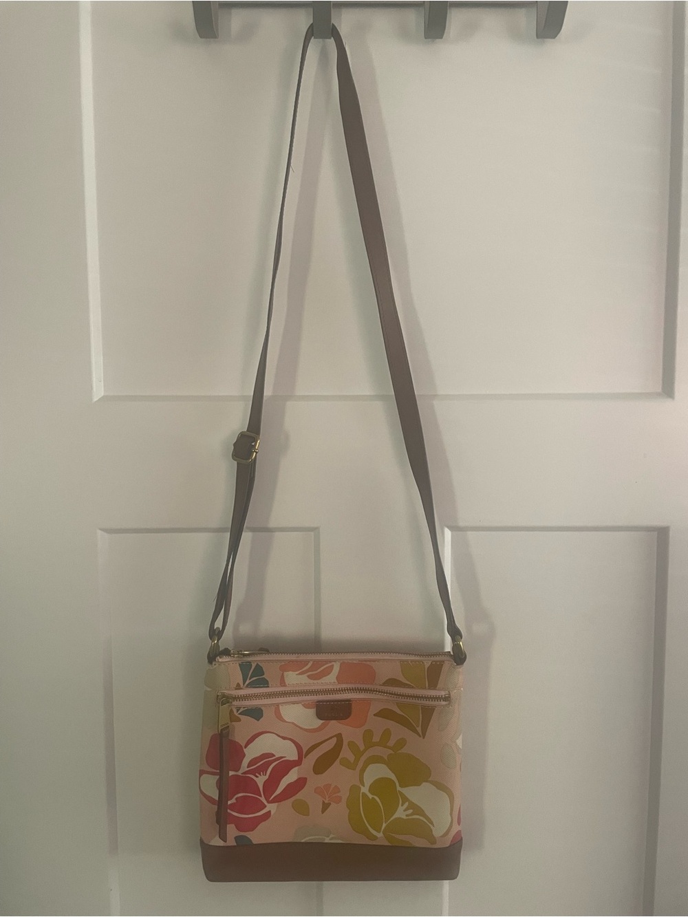 Fossil Floral Crossbody in Pink, Brown and Yellow